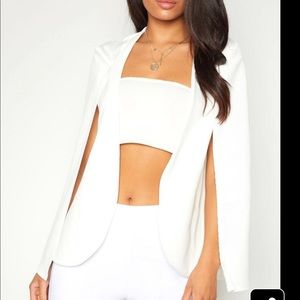 White cape blazer